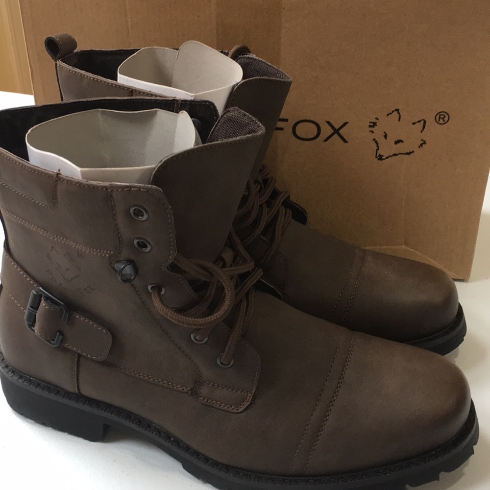 Polar fox men’s brown military lace up ankle boot
